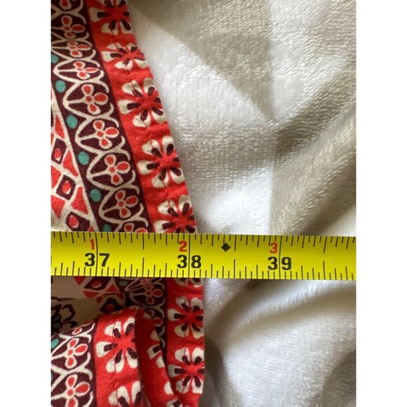 Beach Lunch Lounge Dress Sz M Orange Floral Boho Peasant Tasseled Casual 3/4Slv - Picture 12 of 14